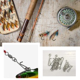 YINETTECH 100PCS 13.5mm & 100PCS 22mm Sea Fishing Quick Change Lead Bait Snap Rig Clip Stainless Steel Hanging Snap Connector Speed Clips Hook Safety Decoy Swivels Snap