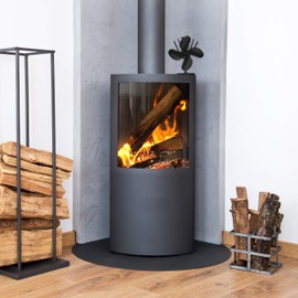 Relaxdays Stove Fan No Electricity, Low Noise for Fireplace & Stove Heat Powered 4 Blades Fireplace Fan Black 1 Piece