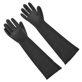 18" Rubber Gloves Heavy Duty Latex Gloves Chemical Resistant Protective Gloves PPE Industrial Safety Work Long Gauntlets Gloves, Waterproof, Resist Strong Acid, Alkali and Oil, Non-Slip (3 Pairs)