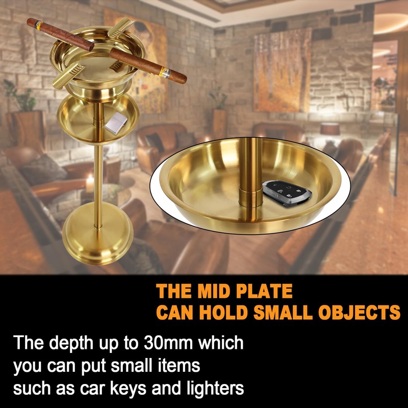 Tall Outdoor Floor Standing Cigar Ashtray,Stable Stainless Steel Standing Ashtray