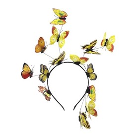 Butterfly Headband Women's Butterfly Headbands Headband Carnival Costume Butterfly Headband Fancy Dress Butterfly Hair Band Headband Carnival Costume for Girls (Yellow, One Size)