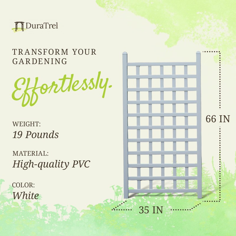 DuraTrel Country Garden Vinyl Trellis, Outdoor Plant Support Frame, White,