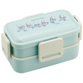 Skater PFLW4AG-A Lunch Box, 2-Tier, 20.3 fl oz (600 ml), For Women, Antibacterial, Fluffy, Domed Lid, Young Oyster, Made in Japan