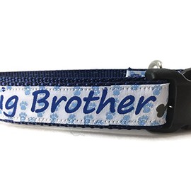 Sibling Dog Collar, Caninedesign, Brother, Sister, Quick Release Buckle, 1 inch Wide, Adjustable, Nylon, Medium and Large (Big Brother, XL 18-26")
