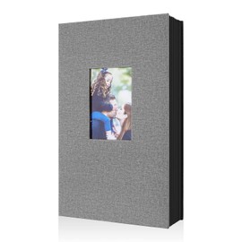 Benjia Photo Album 6x4 Slip in, Linen 300 Pockets Photo Albums Holds Landscape Only 10x15cm Picture Grey
