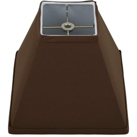FenchelShades.com 4" Square Top x 9" Square Bottom 8" Slant Height Fabric Square Lampshade Spider Attachment (Linen Coffee)