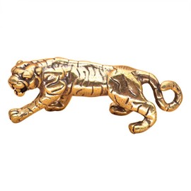 1Pc Gold Antique Copper Tiger King Figurines Home Decor Accessories Vintage Brass Animal Ornaments Desk Decorations Collectible Figurines,Tiger Figurine,Tiger Ornament,Home Décor Accents