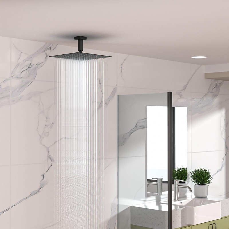 Lordear 10 Inch Brushed Nickel Ceiling Mount Shower Arm and