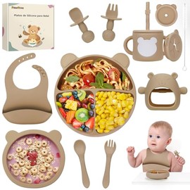 PERRYHOME 12pzs Platos para Bebés Silicon, Set de Vajillas Silicona de Alimentación, Sin BPA, Fácil de Limpiar, Apto para Microondas, Regalos de...   