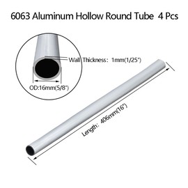16 inch Aluminum Round Tube,5/8" OD 1mm Wall Thickness,6063 Aluminum Hollow Seamless Straight Tubing 4 Pcs