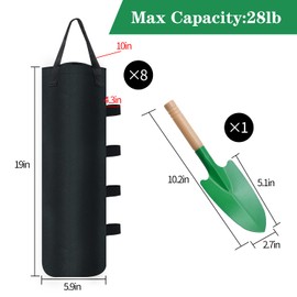 8 Pack Canopy Weights Sand Bags, 224 LBS Extra Large Canopy Sand Bags with Sand Shovel for Windproof Pop Up Tent Gazebo Canopy Outdoor Shelter Umbrella Pool Ladder Without Sand, Black