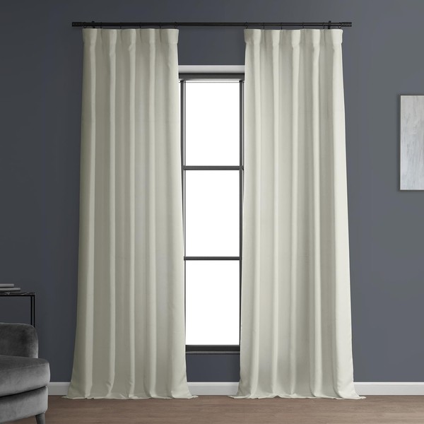 HPD HALF PRICE DRAPES Italian Linen Curtains for Bed Room & Living Room 96 Inches Long Room Darkening Curtains (1 Panel), 50W X 96L, Magnolia Off White