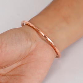 Art Of Creation Pure Copper Bracelet handmade Cuff for Men and Women Plain Solid Bangle Adjustable Carpal Tunnel Kada From India…