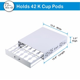 Rice rat Coffee Pod Holder for Keurig Pods iron Top Drawer,K Cup Holder Capsule Display Storage compatibility 42 k-cup Pods (white)