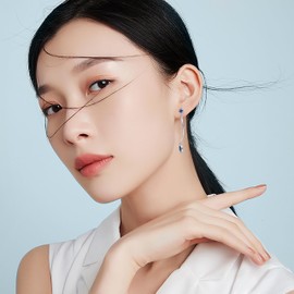 FH.bird Amethyst Earrings, Women's, Popular, Dangling, Adult, Elegant Line, Chain Earrings, Hypoallergenic, 925 Silver, Swaying, February Birthstone, Summer, Elegant, Everyday Use, Valentine's Day,