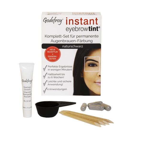 Godefroy Instant Eyebrow Ink Eyebrow Colour EU Formula Dye Set Natural Black 1 Pack (1 x 4 Items)