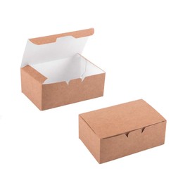 (Pack of 10 pcs) Size S Kraft Cardboard Gift Boxes Food Container Takeaway Disposable Box Present Packaging (10, S)