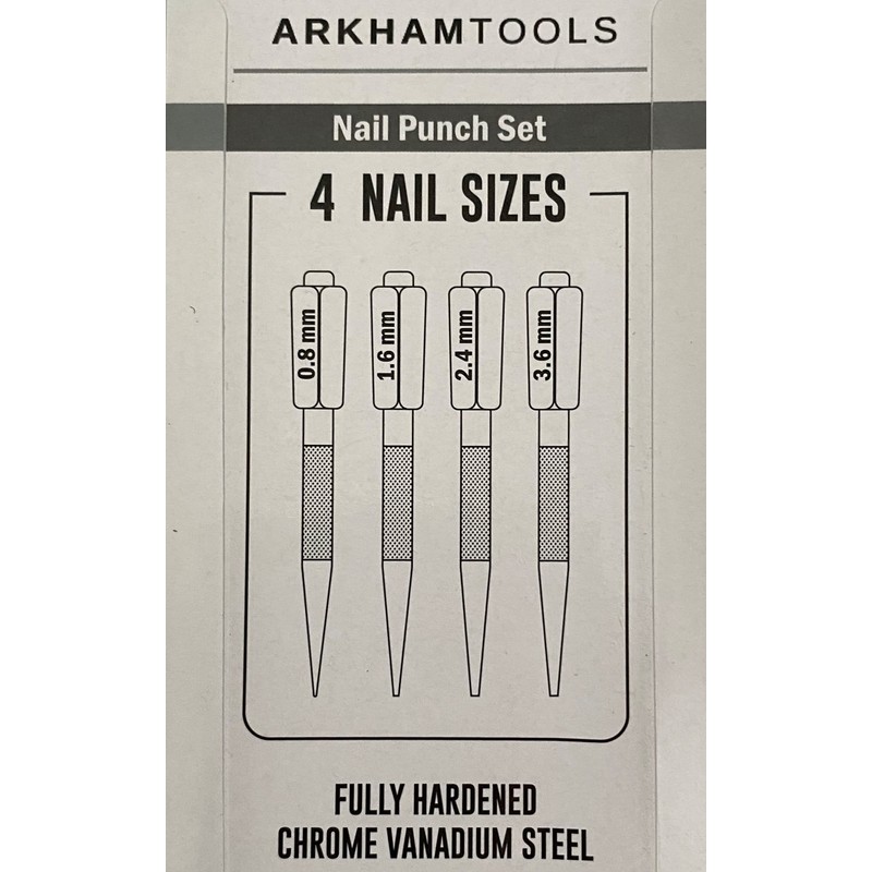 4 Piece Coloured Nail Punch Set (0.8mm, 1.6mm, 2.4mm and
