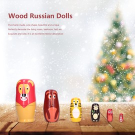 Juego de 6 Muñecas Rusas para Anidar, Matryoshka de Rodar Hechas a Mano para Decoración del Hogar, Lindas Muñecas de Anidación con Diferentes Patrones de Animales para Niños, Navidad