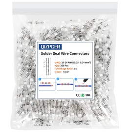 200Pcs Waterproof Solder Seal Wire Connectors, 26-24 Gauge White Electrical Splice Terminals for Marine, Car and Cable Wiring - Heat Shrink Butt Connectors