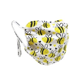 Breathe Healthy Happy Bees Face Mask, Reusable Mask for Kids, Adjustable, Breathable & Washable, Made in the USA