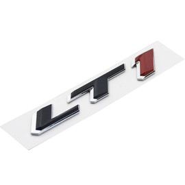 Pair Set LT1 Emblem 3D Side Fender Door Badges Sticker Nameplate Replacement for Camaro (Chrome Black Red)