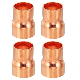 PATIKIL 3/4" to 5/8" ID Copper Reducer, 4pcs 99.9% Pure Copper Reducing Coupling Pressure Fitting Pipe Tube Connector Adapter with Sweat Solder Connection for HVAC Refrigeration System