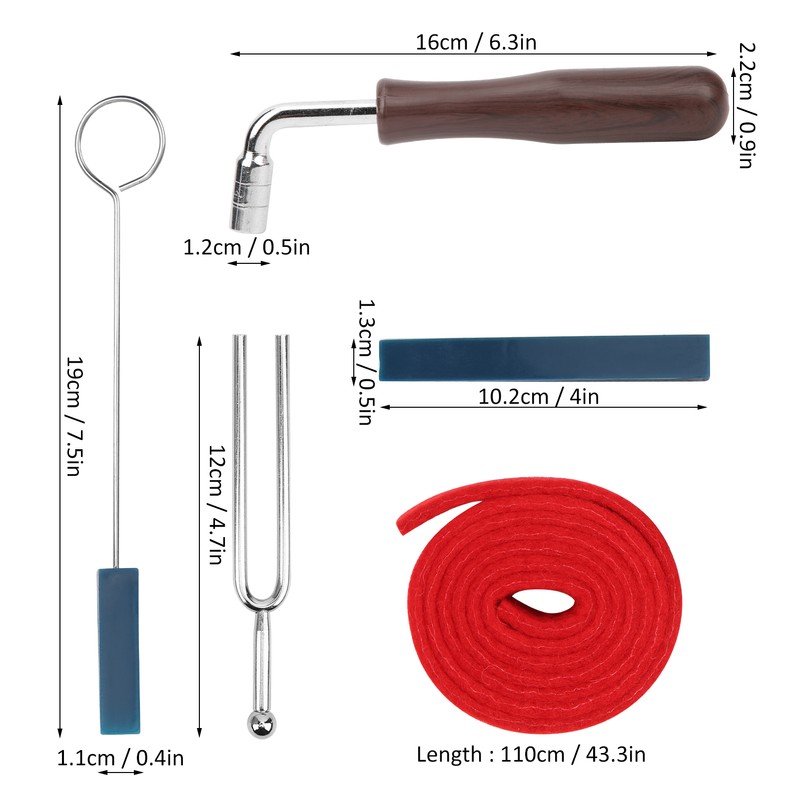 Piano Tuning Set Tool Mutes Wrench Fork Lever Felt Temperament