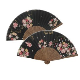 Ken Onishi Folding Fan Ripple Petit Plaque Print Fan 8.3 inches (21 cm) Women's, Sakura/Black
