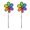 Relaxdays flower windmill, set of 2, decorative garden pinwheel, wind
