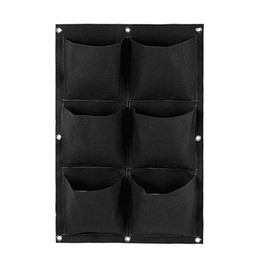 SagaSave Hanging Planting Grow Bag, 6 Pockets Vertical Garden Wall Mount Planter Seedling Wall Planter for Yard Garden Home Decoration (Black)
