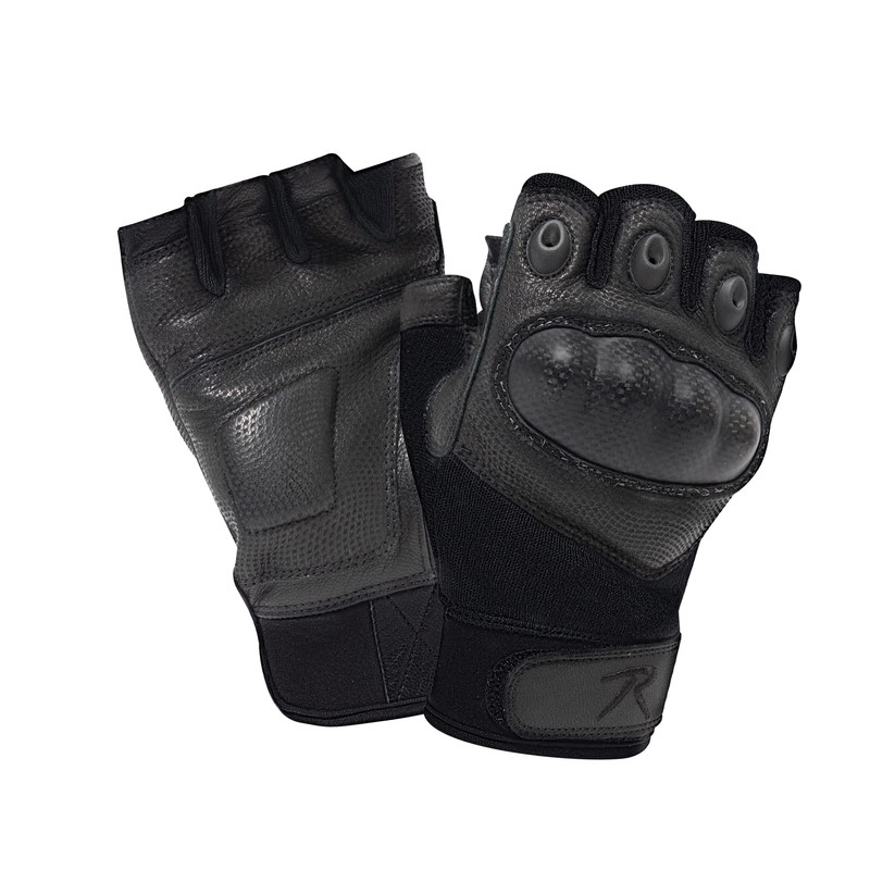 Fingerless Cut and Fire Resistant Carbon Hard Knuckle Gloves Black