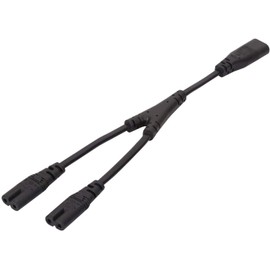 IEC320 C8 to 2X C7 Y Splitter AC Power Cord, IEC Figure 8 Male to 2 Female 1 in 2 Out AC Power Cable 30CM
