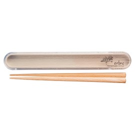 Masakazu ARBRE 27282 Wood Grain Chopsticks Case Set, Clear Size: Case: Approx. W2.8 D19.7 H1.4 / Chopsticks: Approx. 7.1 inches (18 cm)