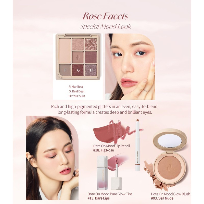 [Heart Percent] Dot On Mood Eye Palette 01. Rose Facet