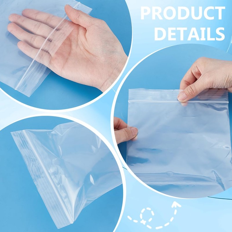 AHANDMAKER 40 x Lange Beutel Mit Reißverschluss. Wiederverschließbare Durchsichtige Polybeutel