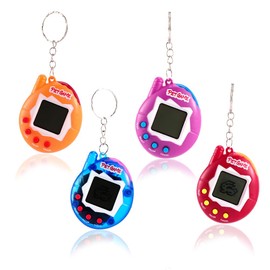 4 Pieces Virtual Electronic Digital Pets Keychains Nostalgic 168 Giga Pets in One Virtual Cyber Digital Nostalgic Handheld Electronic Toys for Kids Funny Play (Solid Color Version)