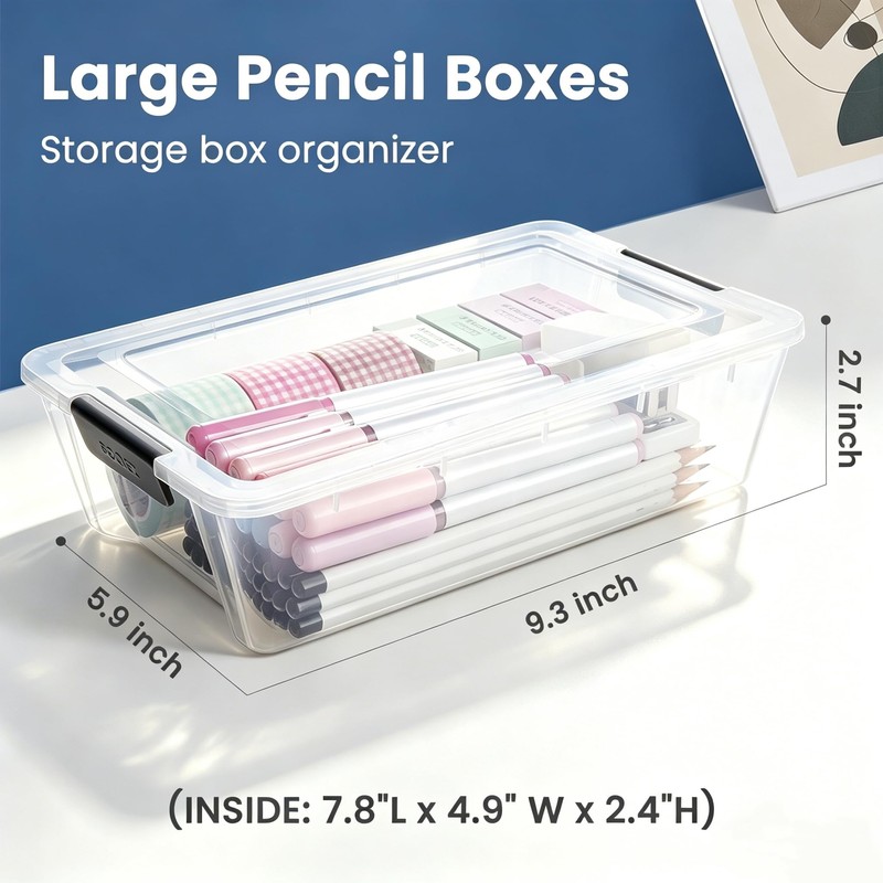 Sooez 6 Pack Pencil Boxes, New Extra Large Pencil Case,