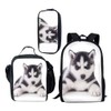 Beauty Collector Backpacks Set Husky Dog Print Cute Bookbags Lightweight