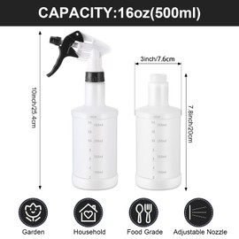 Eccliy 12 Pcs 16 Oz Plastic Spray Bottle, Adjustable Empty Reusable Sprayer for Cleaning, Planting, Water, Bathroom and Kitchen, BBQ, Commercial and Residential (Measurement,Black)