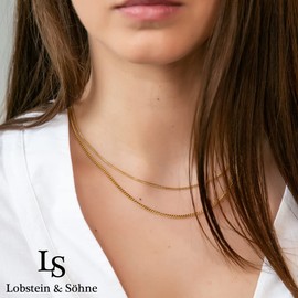Lobstein & Söhne Thilda Women's Necklace Stainless Steel with 18 Carat Gold PVD Plating, Adjustable from 39-44 cm, Simple and Filigree Design with Lobster Clasp Gold, Silver, Rose Gold, Stainless