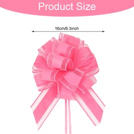 6PCS 7Inch Large Pull Bows Gift Wrapping Ribbon Bows For Gift Wrapping Suitable For Wedding Christmas Birthday Party Gift Baskets Valentine's Day Flower Gift Box Decoration (Pink)