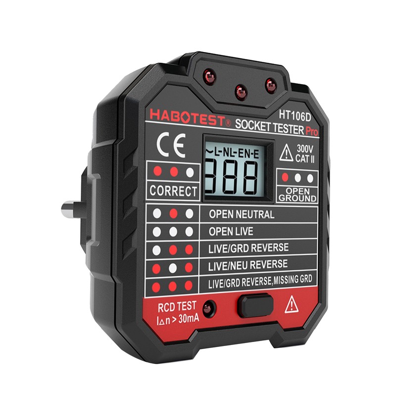 HABOTEST Advanced RCD Electric Socket Tester Automatic Neutral Live Earth