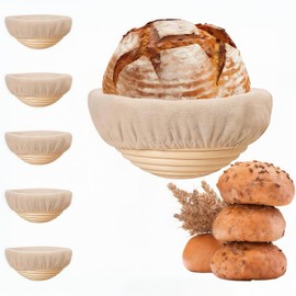 Spalivivre 6Pcs 6 Inch Banneton Bread Proofing Basket Sets, Banneton Basket Dough Proofing Bowls with Cloth Liner, for Sourdough Bread Baking for Home Bakers and Professionals