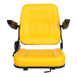 Tractor Seat, Lawn Mower Seat Seat with Armrests Durable Universal Replacement Seat for Excavator, Backhoe, Dozer Tractors, Forklifts, Heavy Equipment (Yellow)