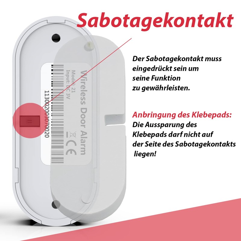 Safe2Home Fenstersensor 433 MHz - Türsensor mit Magnetkontakt für die