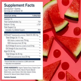 Wiley's Finest- “Gomitas Veganas Omega3 para Niños Azúcar Natural Vegetarianas DHA, ALA y SDA Sin Gluten Sandía