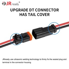 JRready Deutsch - Kit de conectores de 2 pines dt Pigtail ST9019-3 juegos de conectores de cable impermeables para automóviles con 12 conectores a tope, cable Deutsch Pigtail/cableado UL 1015