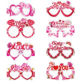 16Pcs Valentines Masks Glasses Party Favors, Theme Party Supplies Dress Up Masks Photo Booth Props Birthday Gifts, Valentines Party Supplies