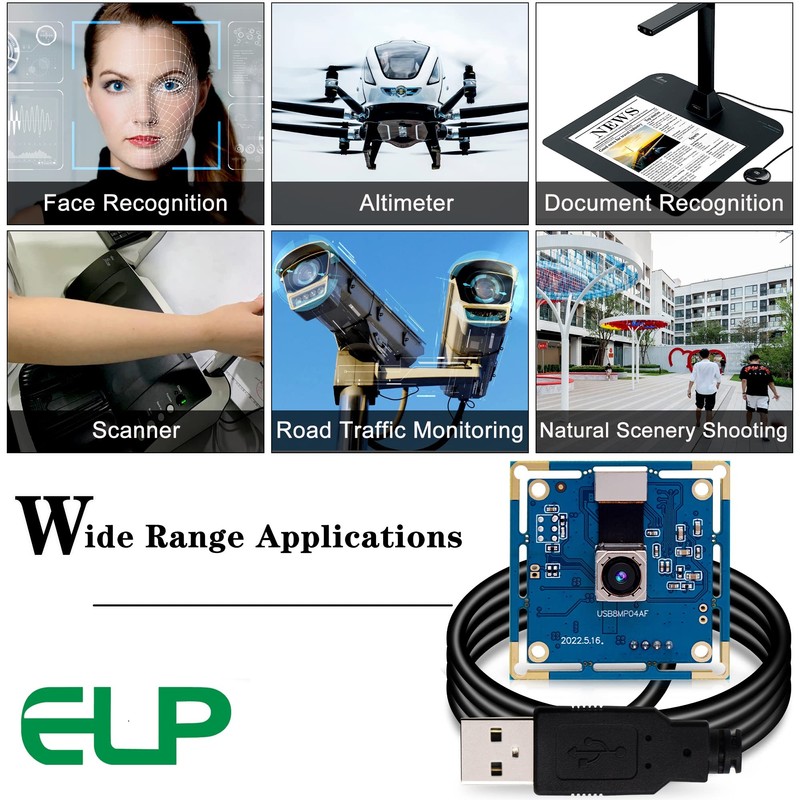 ELP Cámara USB de 8 MP de enfoque automático 4K